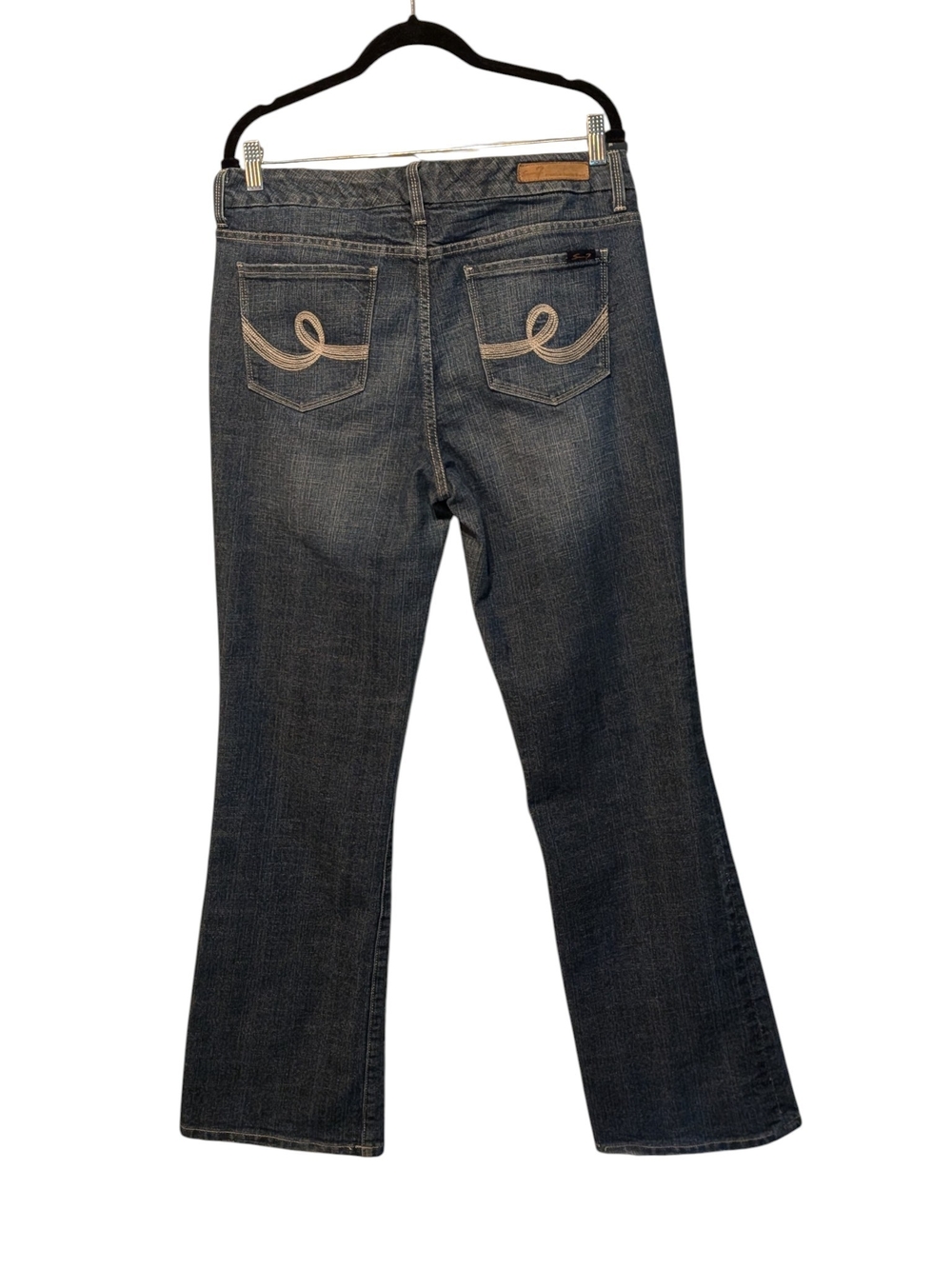 7 For All Mankind Dark Blue Flare Jeans with Back Pocket Stitching